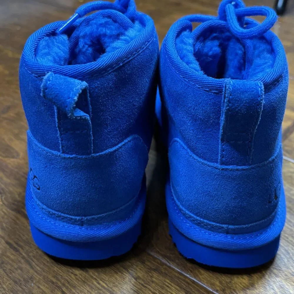 UGG Neumel Chukka Boots Youth Size 3 Blue Suede Wool Lined Treadlite‎ 1017320K